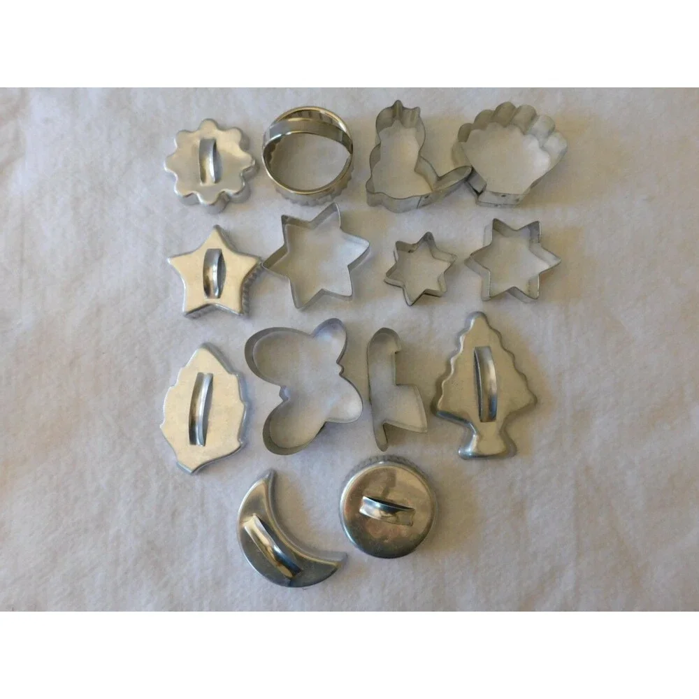 Vintage Metal Cookie Cutters Lot of 19 Mixed Shapes Holiday Baking Molds